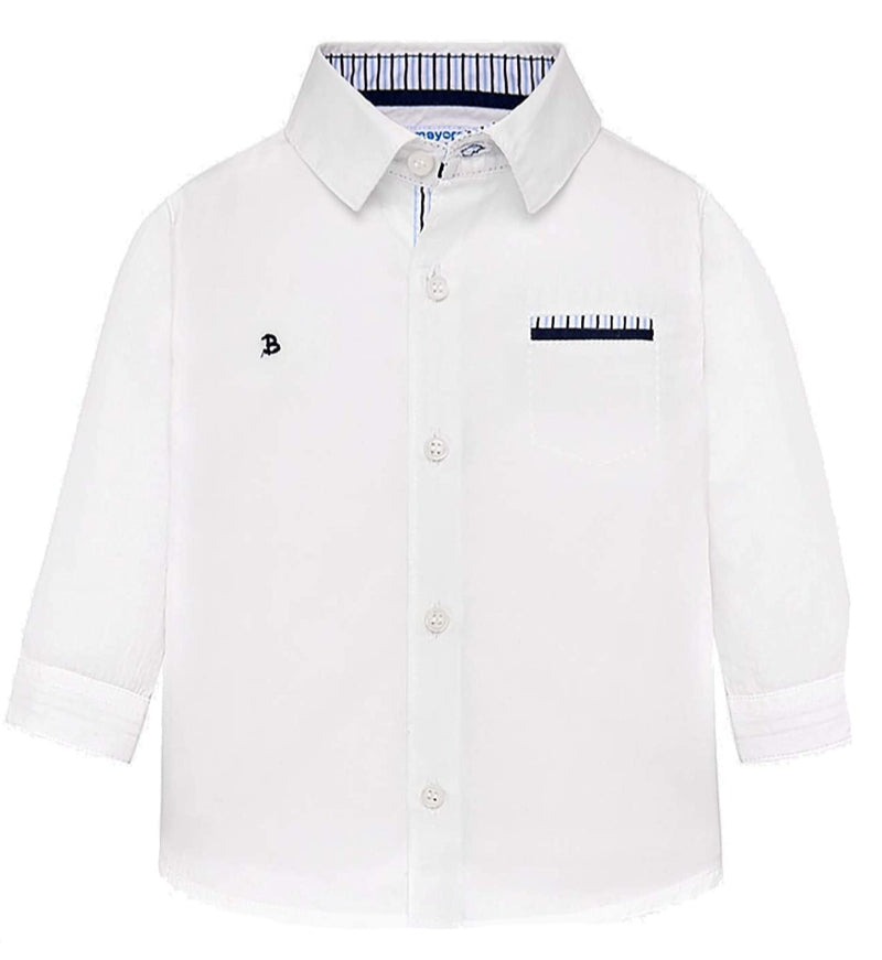 Mayoral Baby Boy White Dress Shirt with Pocket Detail : Sizes 6M to 36M