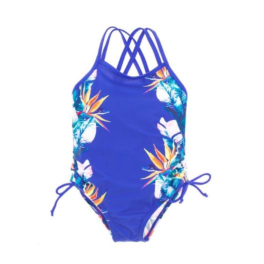 Mandarine & Co Girls Swimsuit in Tropical Blue : Sizes 2 to 7 Years