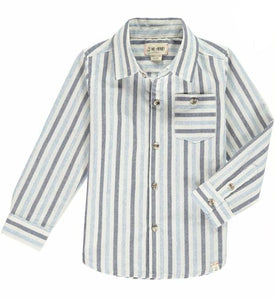 Me & Henry White/Grey & Blue Striped Cotton Dress Shirt : Sizes 2 to 14 Years
