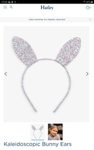 Hatley Silver Sparkle Bunny Ears Headband