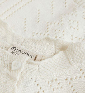 Minymo Creme Knitted Cardigan With Heart Buttons : Size 0M-24M