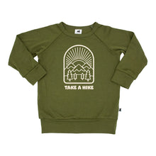 Load image into Gallery viewer, Little and Lively ‘Take a Hike’ Bamboo/Cotton Pullover in Olive Green : Sizes NB to 14 Years
