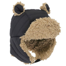 Load image into Gallery viewer, Calikids Nylon Bear Puffer Hat In Colour Black : Size S to L
