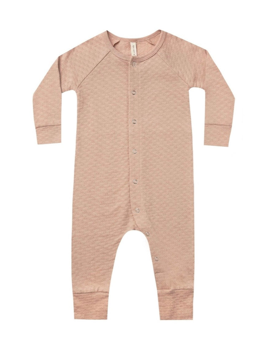 Quincy Mae Pointelle Baby Romper in Petal : Size NB to 24m