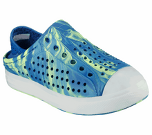 Load image into Gallery viewer, Skechers Foamies Light Up Water Shoes in “Solar Beamz” in Blue/Lime: Size 11 Toddler to Kids 5
