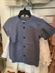 Minymo Baby Boys Short Sleeved Chambray Shirt : Size 3M to 18M