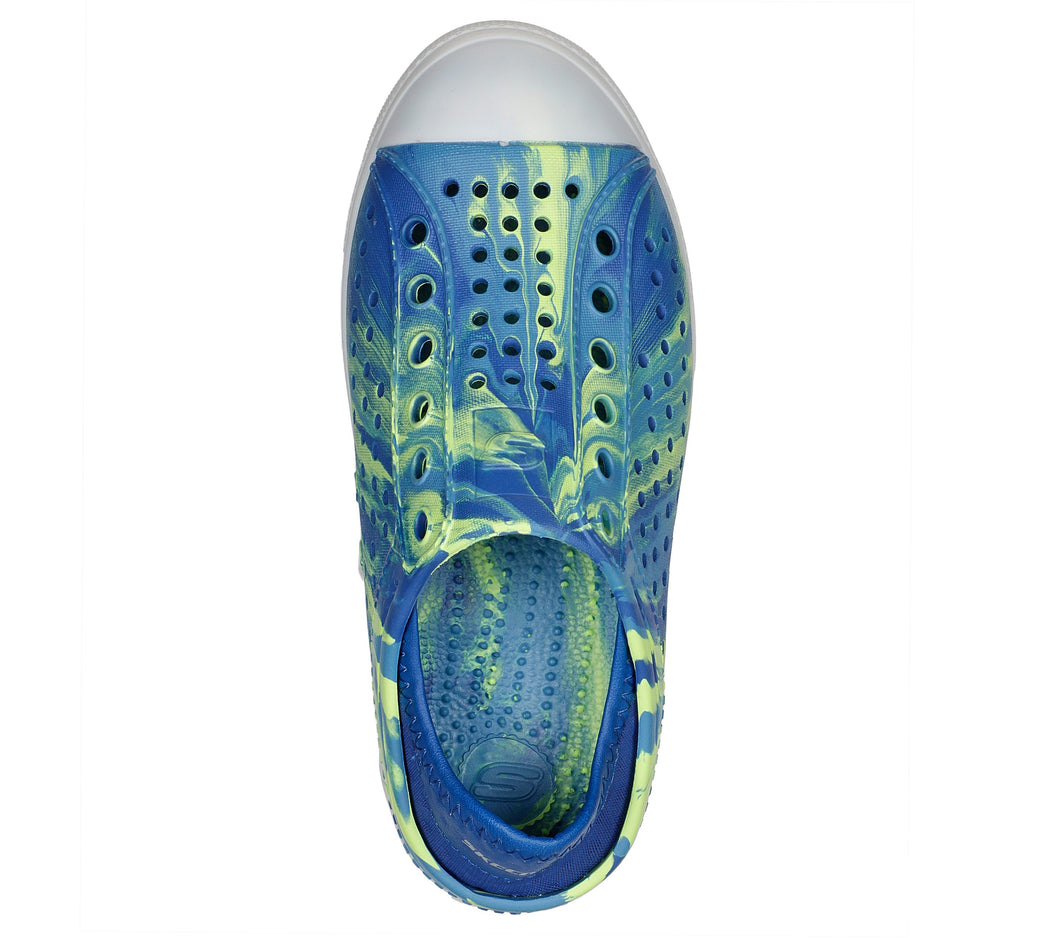 Skechers Foamies Light Up Water Shoes in “Solar Beamz” in Blue/Lime: Size 11 Toddler to Kids 5