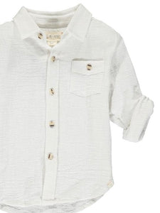 Me and Henry Boys White Cotton Gauze Button Down Dress Shirt  : Sizes 2 to 16