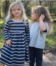 Load image into Gallery viewer, Vignette “Charlie” Striped Dress in Charcoal: Sizes 8 to 16
