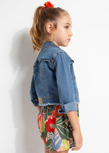 Mayoral Cropped Denim with Ruffle Detail : Size 3 to 9 Years