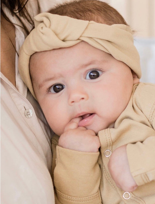 Quincy Mae Knotted Baby Turban Headband in Honey