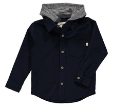 Load image into Gallery viewer, Me &amp; Henry “Erin” Hooded Woven Shirt in Navy : Size 3/4 to 16 Years
