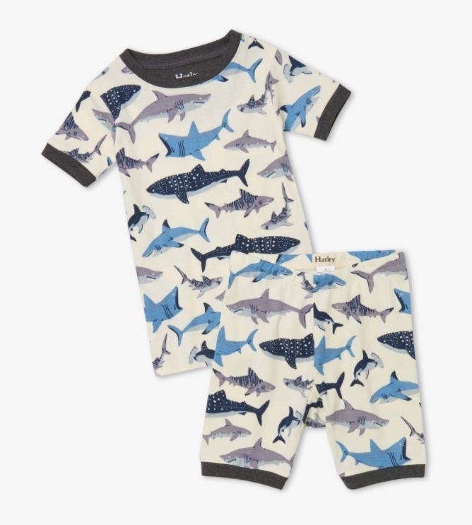 Hatley Shark School Boys Short Pajamas Set : Size 2 to 12