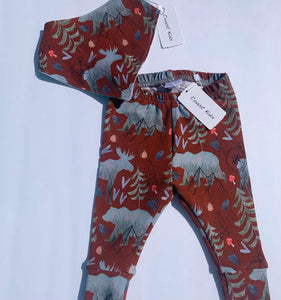 Coast Kids  Clothing Locally Made Rust Woodland Leggings : Size NB to 4T