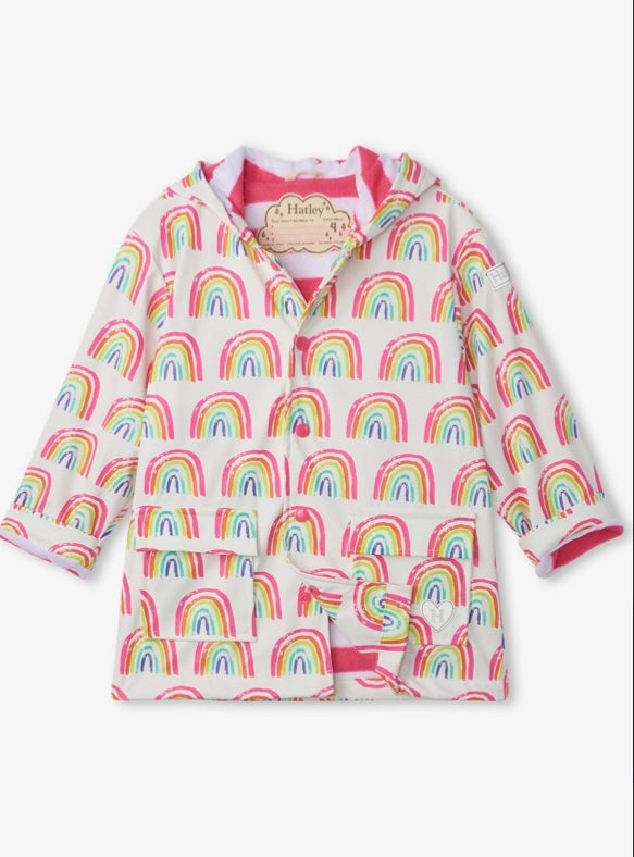 Hatley Pretty Rainbows Baby Raincoat : Sizes 9m to 24m