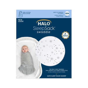 Halo Sleep Swaddle Sleep Sack in “Midnight Moons Gray” : Size NB TOG 1.5
