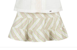 Mayoral Girls Striped Linen Skirt : Sizes 3 to 8