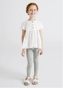 Mayoral Girl Short Sleeved Flutter Blouse in White : Size 2 to 8 Years