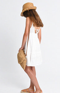 Mini Molly White Textured Cotton Baby Doll Dress : Size 8-16y
