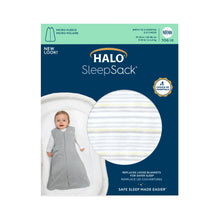 Load image into Gallery viewer, Halo Sleep Micro-Fleece Sleep Sack in “Multi Stripe Grey” : Size NB to 6 M /TOG 1.0
