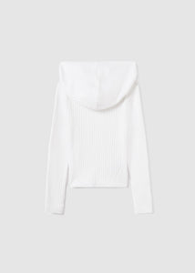 Mayoral Girls Ribbed Knit Hooded Cardigan in White : Size 8 to 18