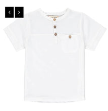 Load image into Gallery viewer, Me &amp; Henry White Pique Short Sleeved Henley Tee : Size 2 to 16 Years
