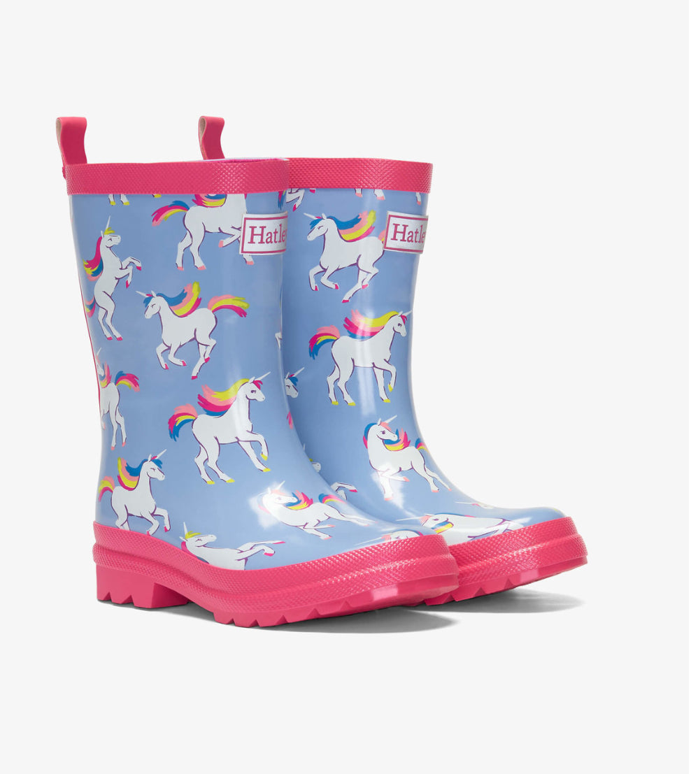 Hatley Unicorn Sky Dance Shiny Rain Boots Size 6 to Size 1