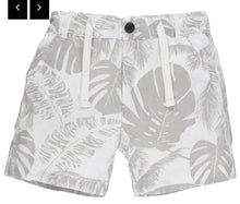 Load image into Gallery viewer, Me &amp; Henry Baby Boy’s White With Grey Palm Multi Print Shorts: Size 0M-24M
