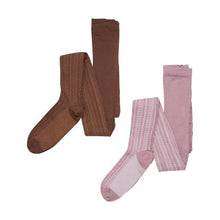 Load image into Gallery viewer, Minymo Girls Set Of Two Tights In Colour Pink And Brown Size 2-3y to 10-11y
