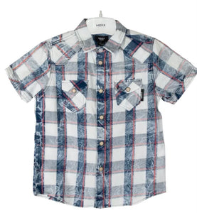 Mexx Kids Button Down Faded Plaid Shirt : Sizes 5 to 14