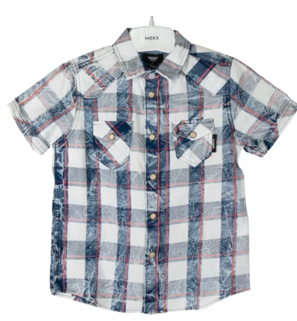 Mexx Kids Button Down Faded Plaid Shirt : Sizes 5 to 14