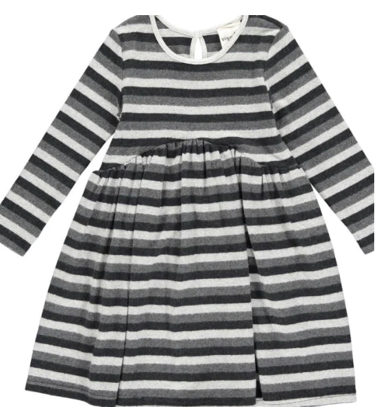 Vignette “Charlie” Striped Dress in Charcoal: Sizes 8 to 16