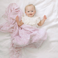 Load image into Gallery viewer, Aden + Anais Silky Soft Muslin Cotton Swaddle Blanket in Soft Pink Leaf Pattern
