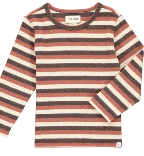 Me & Henry “Alcoa” Long Sleeve Tee in Brown Stripes: Size 7/8 to 14