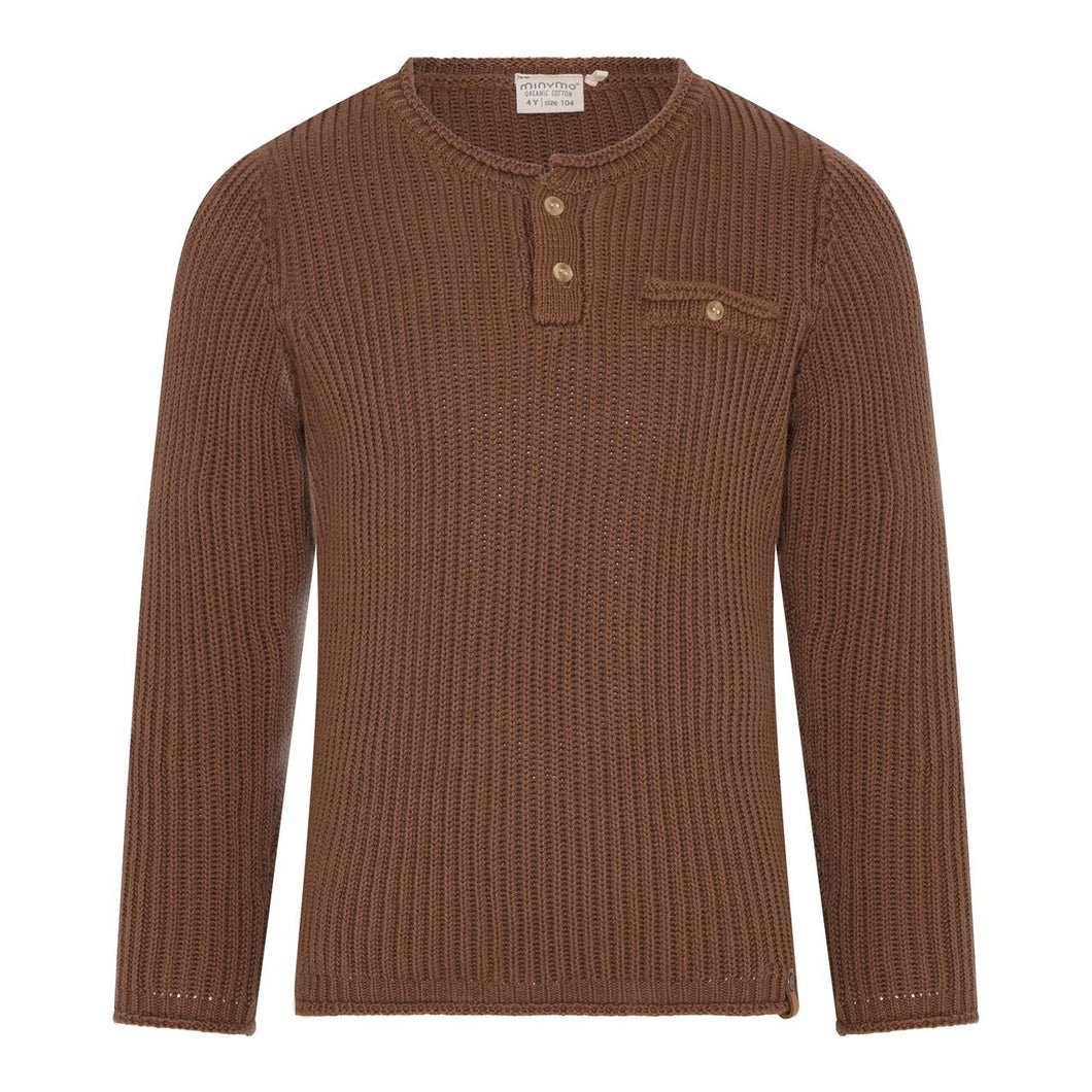 Minymo Boys Organic Cotton Knit Pullover in Chocolate Brown : Size 24M to 12 Years :