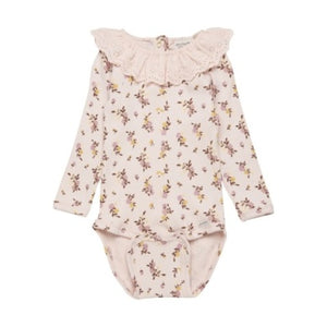 Minymo Baby Girls Lace & Flowers Onesie: Sizes NB to 24M