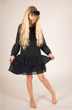 Load image into Gallery viewer, Creamie Total Elclipse  Navy Long Sleeved Chiffon Dress: Sizes 8 to 14
