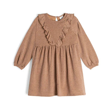 Deux Par Deux Gold Glitter Dress with Frill: Size 3 to 12 Years