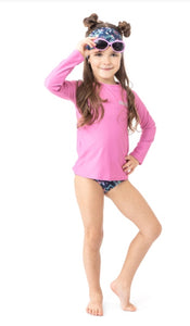 Nano Girls Long Sleeved Rashguard in Pink : Size 2 to 6 Years