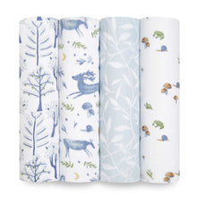 Load image into Gallery viewer, Aden + Anais Silky Soft Muslin Cotton Swaddle Blanket in Forest Friends Print
