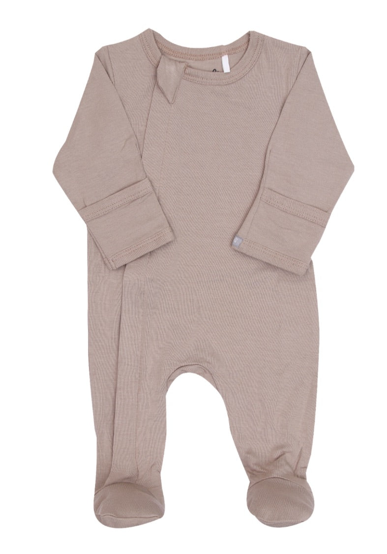 Coccoli Baby Footed Sleeper in Sand : Size NB to 12M