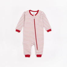 Load image into Gallery viewer, Petit Lem Baby “Candy Stripe” Holiday Footless Sleeper : Sizes NB to 24m
