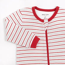 Load image into Gallery viewer, Petit Lem Baby “Candy Stripe” Holiday Footless Sleeper : Sizes NB to 24m
