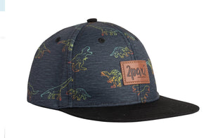 Deux Par Deux Neon Dinos on Black Printed Cap : Size 3/6 Years to 7/12 Years