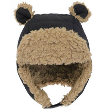 Load image into Gallery viewer, Calikids Nylon Bear Puffer Hat In Colour Black : Size S to L
