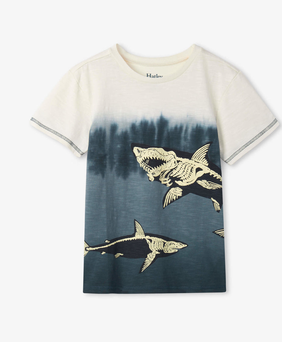Hatley Skeletal Sharks Glow In The Dark Graphic Tee : Size 2 to 8 Years