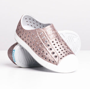 Native Jefferson Shoes in  Metallic Bling/Shell White : Size C4 to J6