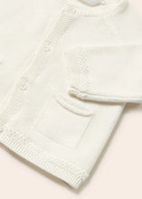 Load image into Gallery viewer, Mayoral Sustainable Cotton Knit Baby Cardigan in White: Size 0M-18M
