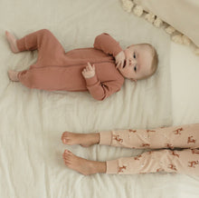 Load image into Gallery viewer, Firsts by Petit Lem Modal Ribbed Knit Baby Sleeper in Rose Pink : Size 3M to 12M
