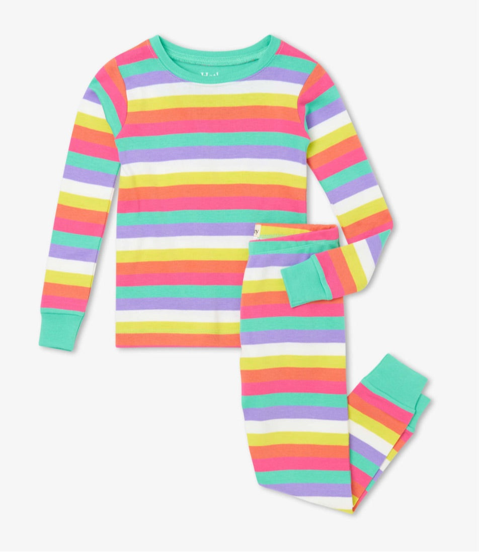 Hatley Rainbows Stripes Organic Cotton Pajamas : Sizes 2 to 12